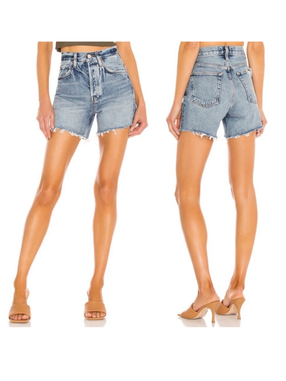AGOLDE Riley High Rise Cutoff Denim Shorts Outsider Wash Size 24